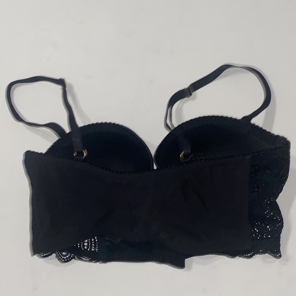 H&M Black Hook Front Lace Accented Underwire Push Up Bra in 34C - Picture 7 of 9